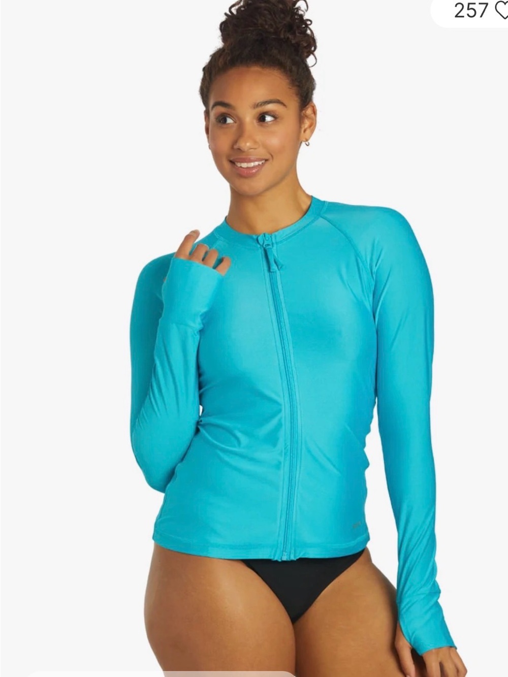 NWOT Women's Long Sleeve Zip Front UPF 50+ Rash Guard